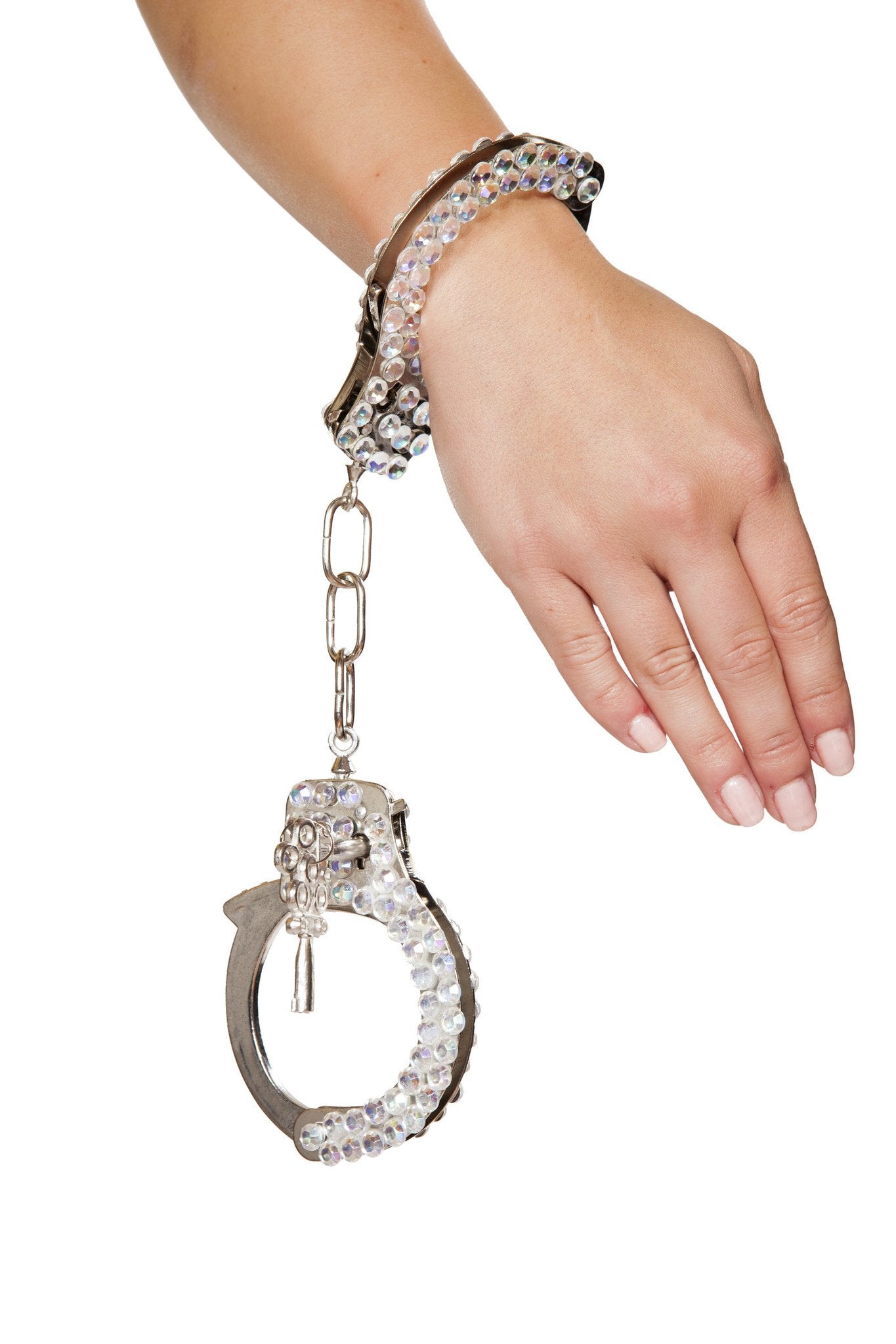 Silver rhinestone costume handcuffs